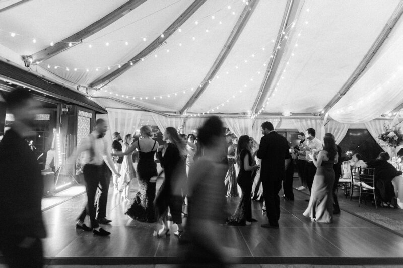 Tented wedding reception dancing