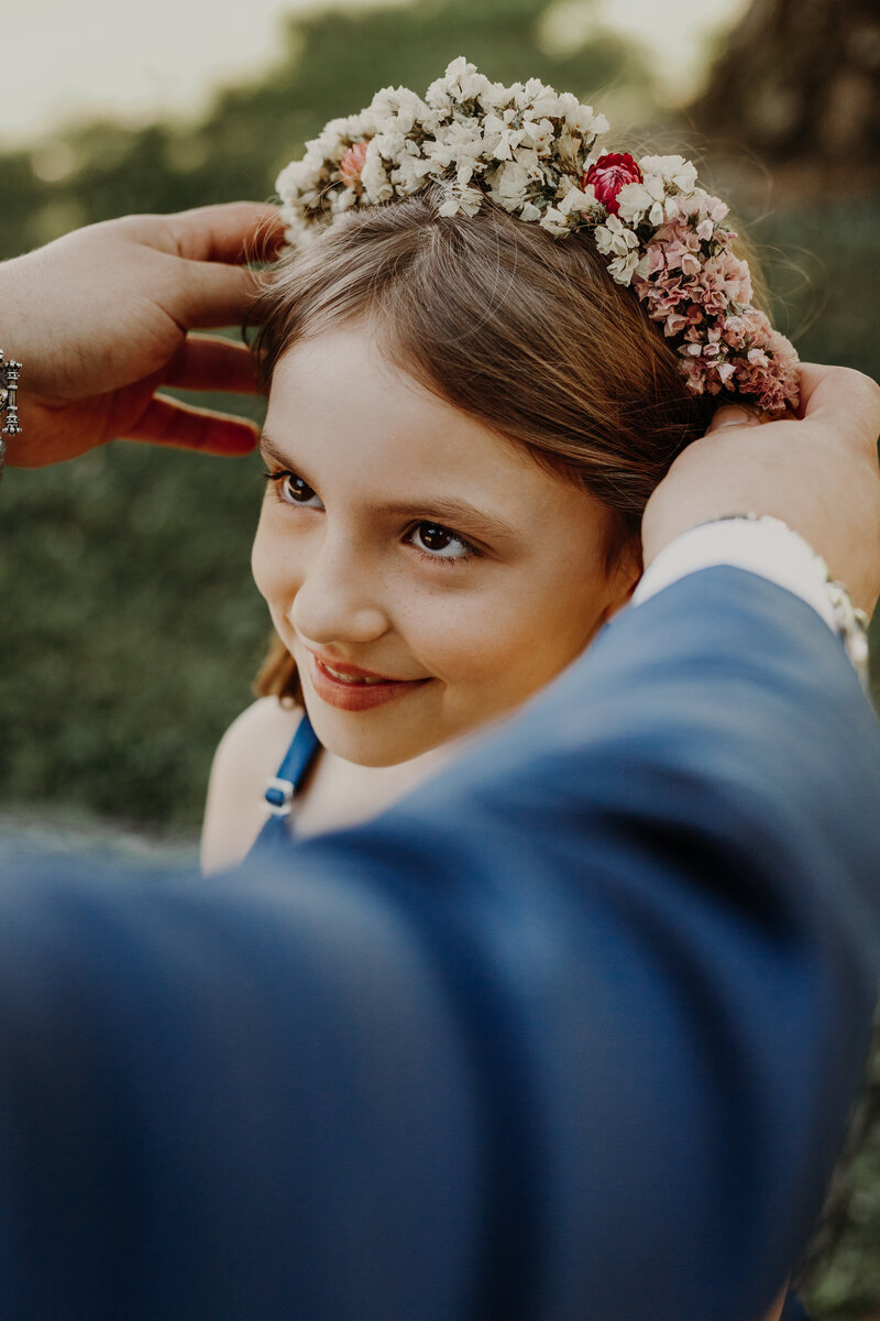 young girl with flower crown