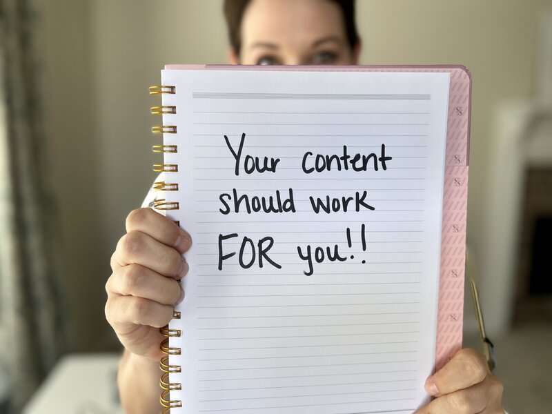 "Your content should work for you" written on notepad