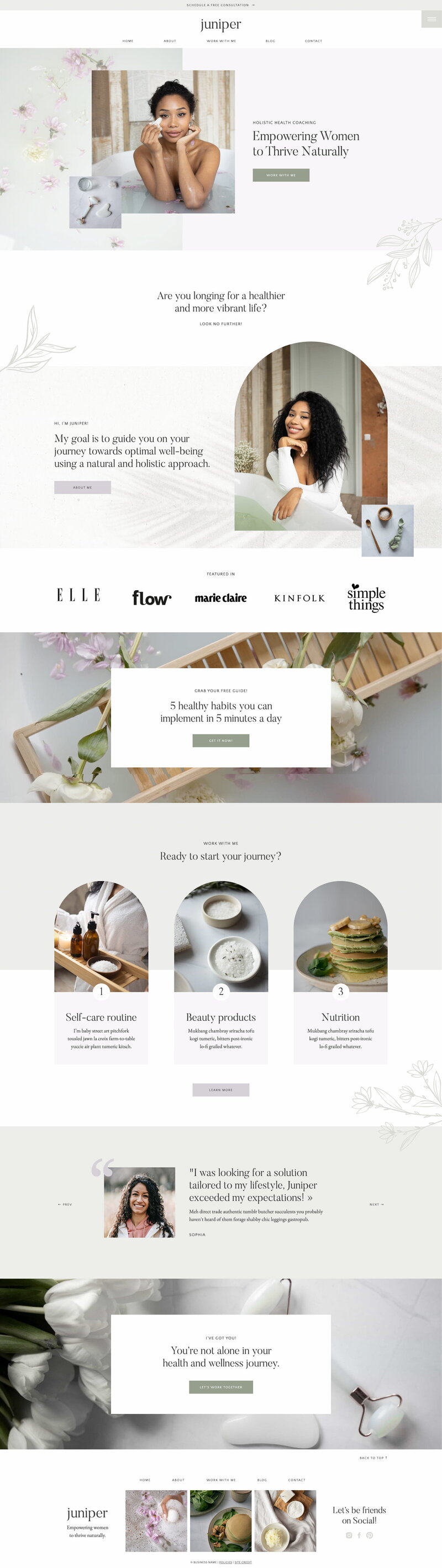 Capture d'écran du template de site Internet Showit Ash