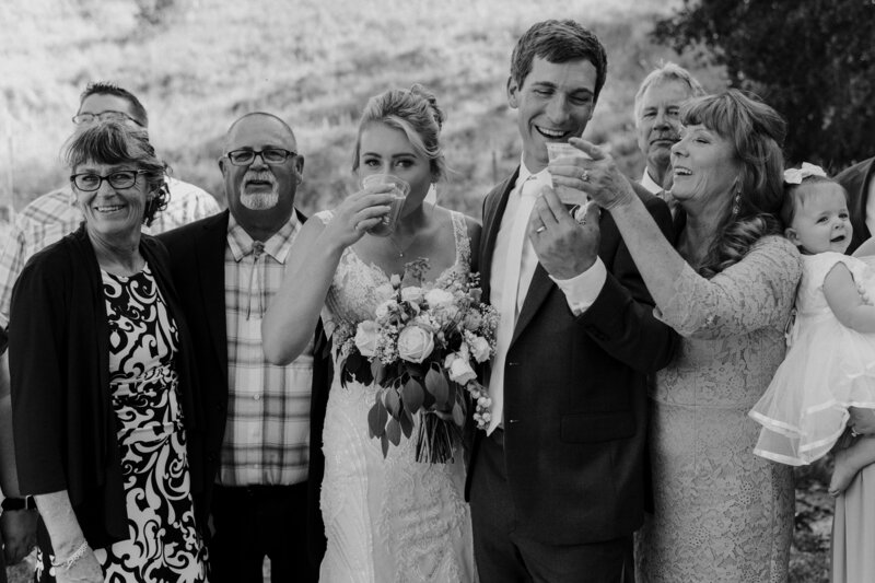 Candid family wedding moment