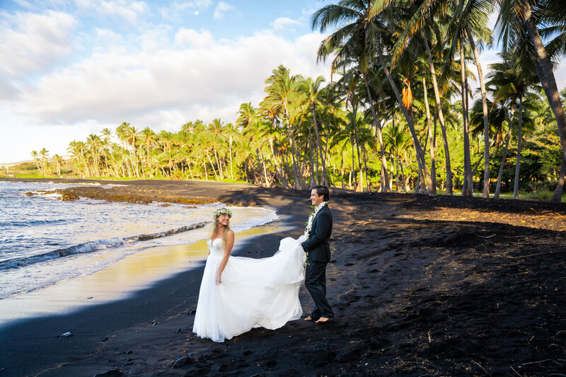 Kukio beach elopement portraits by team of big island wedding photographers from Hawaii Adventure Portraits