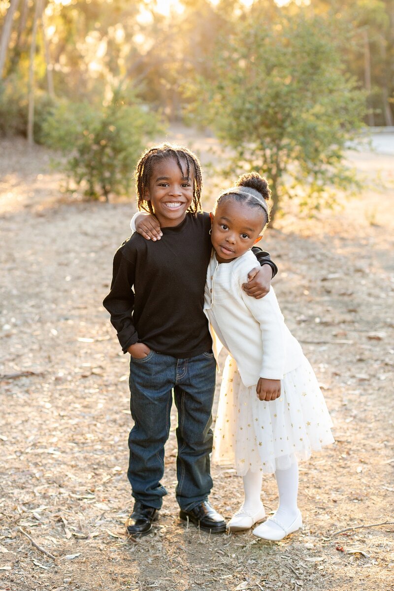 sibling hug at los angeles photo session