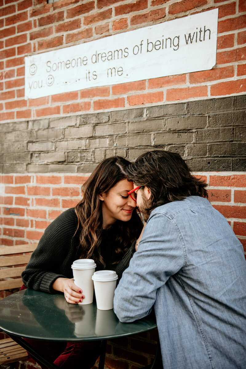 Engagement shoot at couples favourite coffee shop