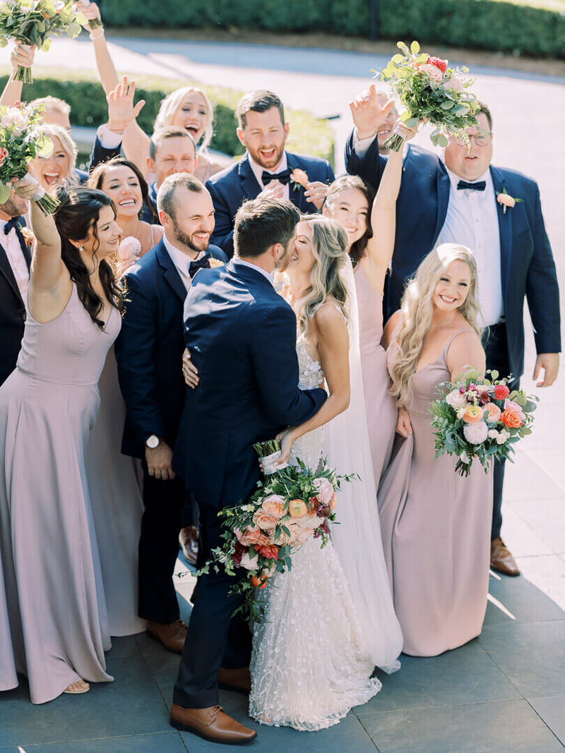 Shepherds Hollow wedding bridal party in blush and navy