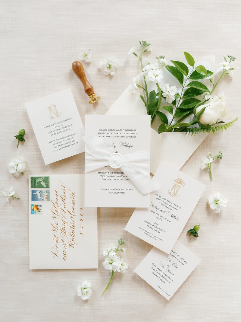 Wedding invitation flatlay