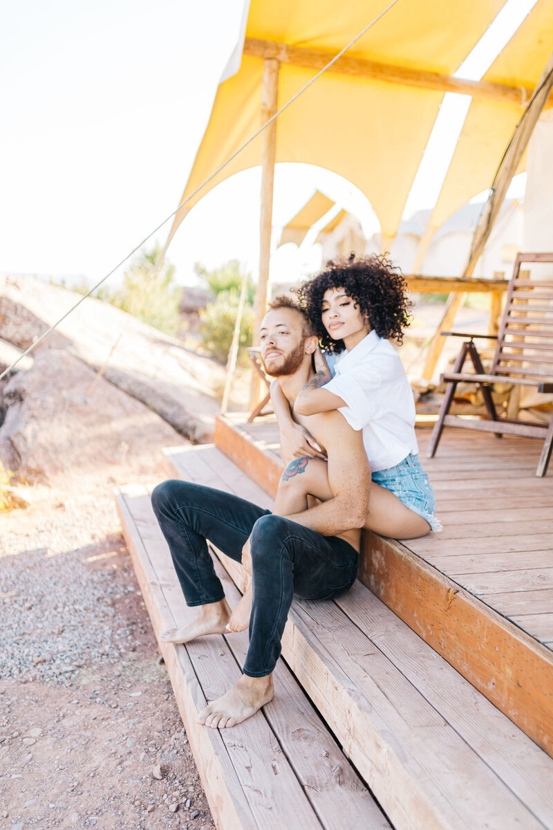 under canvas engagement photo in moab