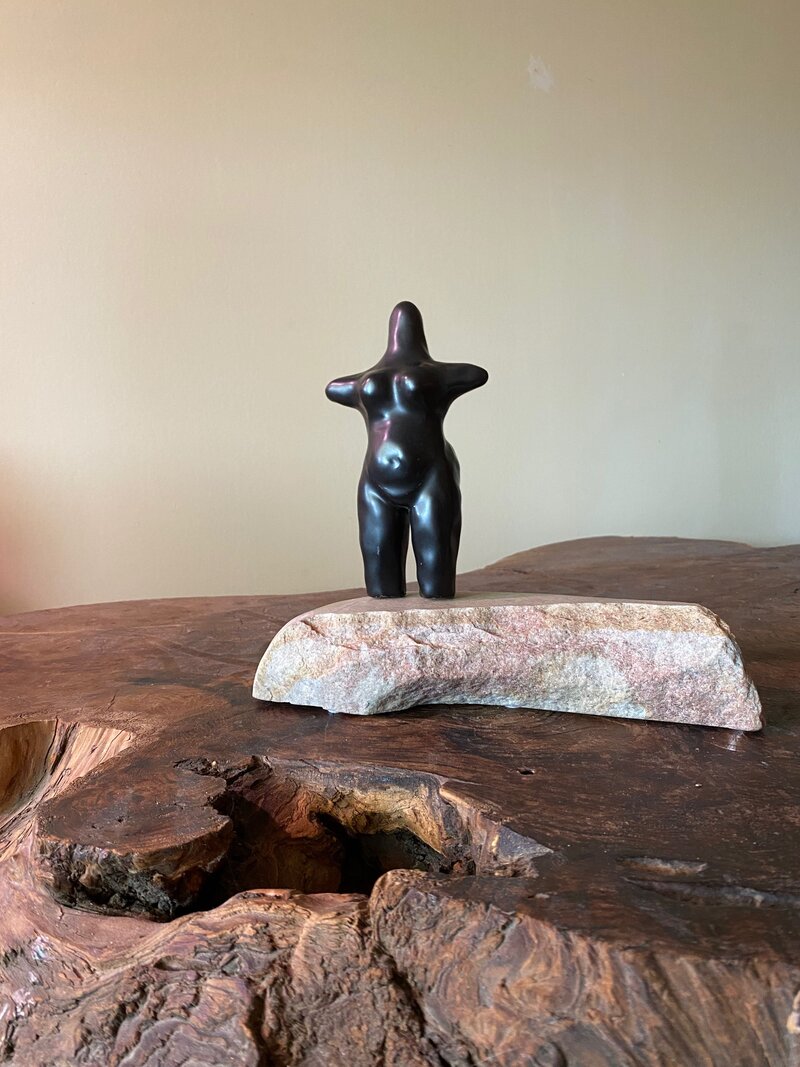 Sumi e Clay Sculpture Inspired by Neolithic Divine and Sacred Goddess by Marilyn Wells