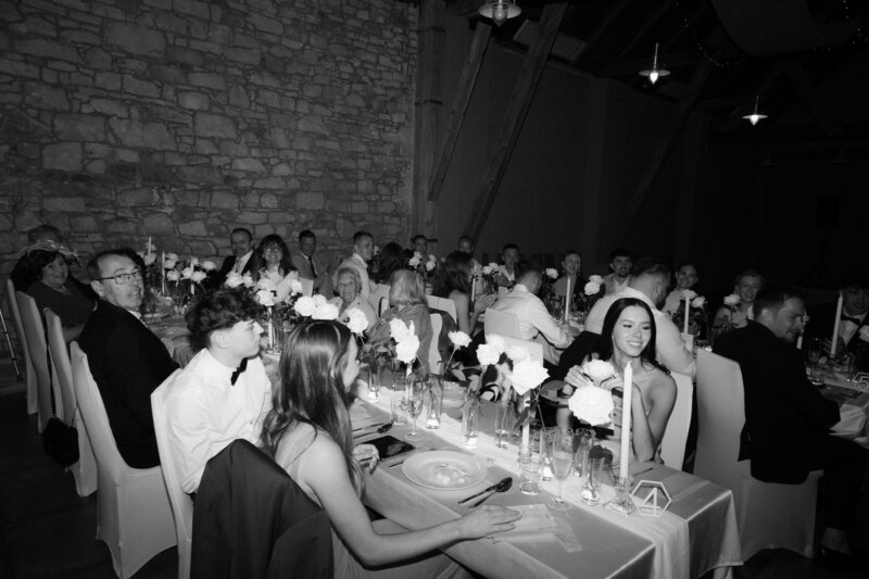 Luxury wedding in Europe – sophisticated bride in a modern wedding gown and groom in a timeless suit.