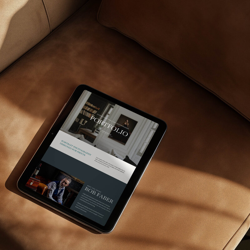 suede ipad mockup rob faber showit website design masculine photography template