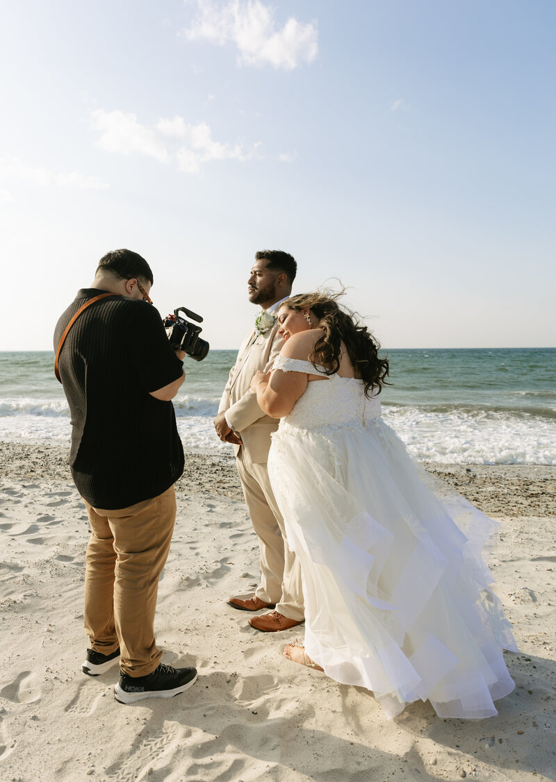 Beach wedding BTS photo Cape Cod, Massachusetts 