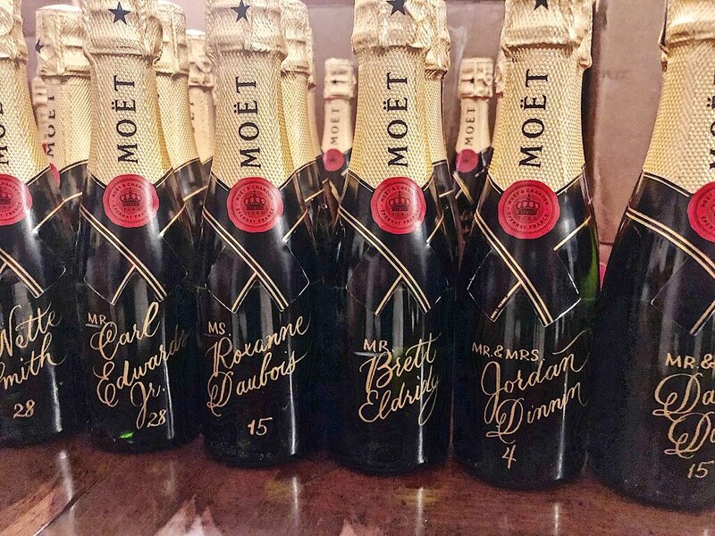 Carla Schall's beautiful calligraphy for Veuve Clicquot brand activation in Miami