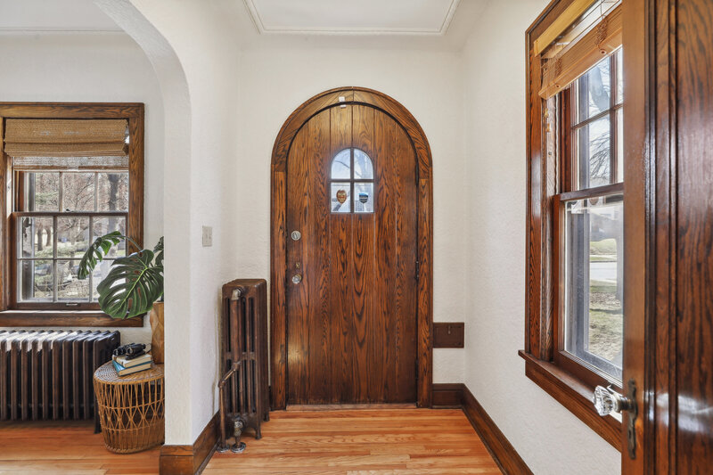 Wooden door and entryway in Twin Cities vintage home