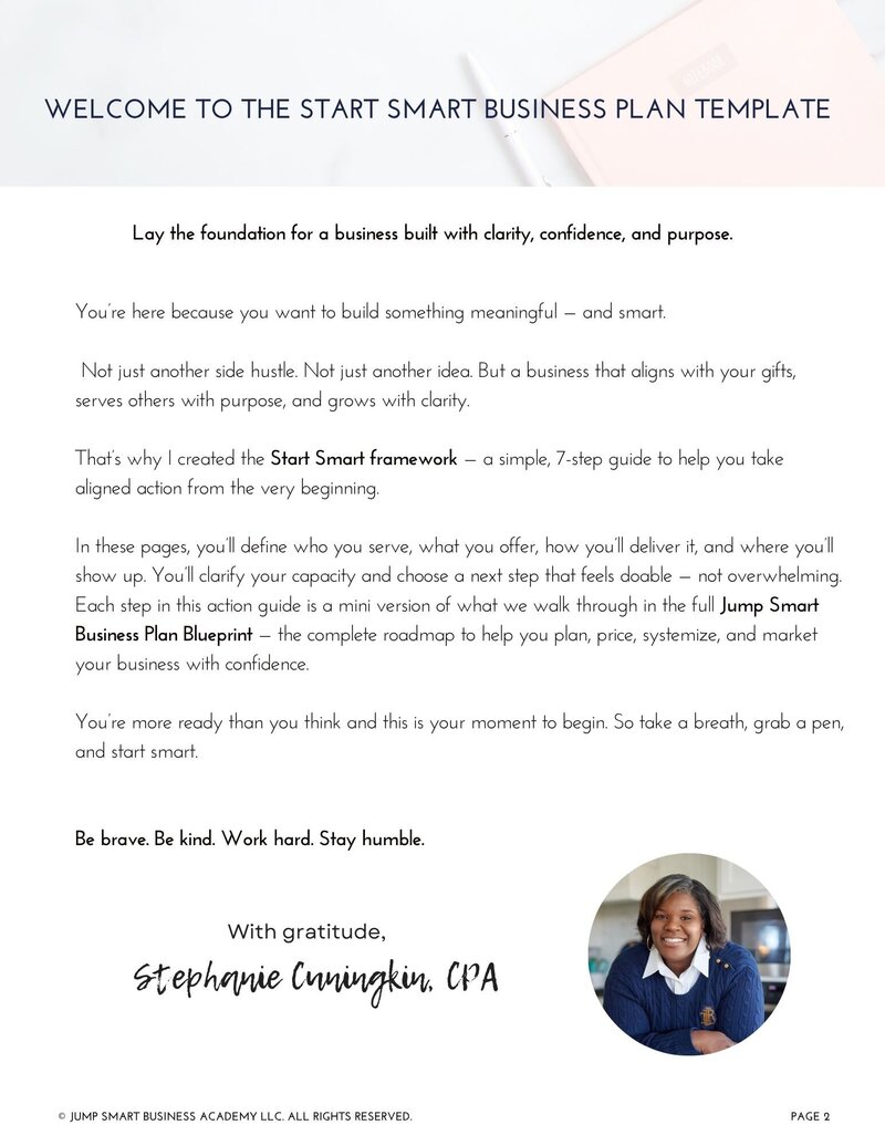 JSBA Start Smart Free Business Plan Template