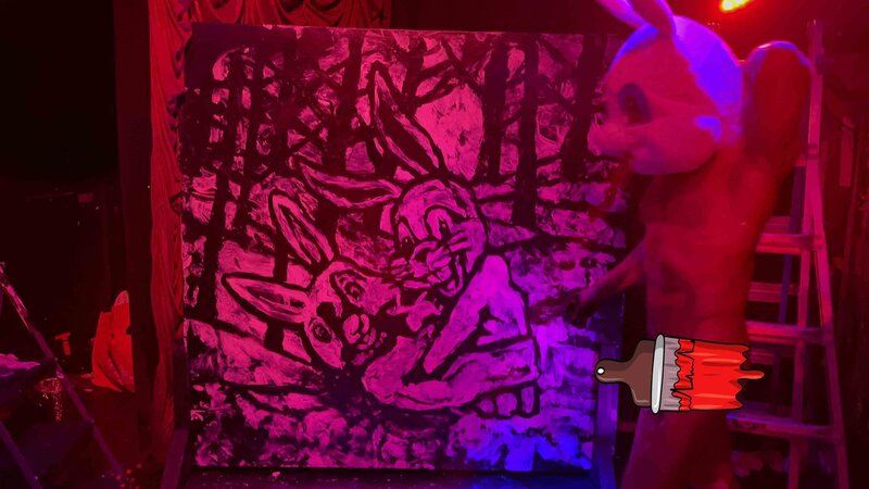 Brent Ray Fraser Performing Live Painting Easter Bunny at the Box NYC 2021 - 06