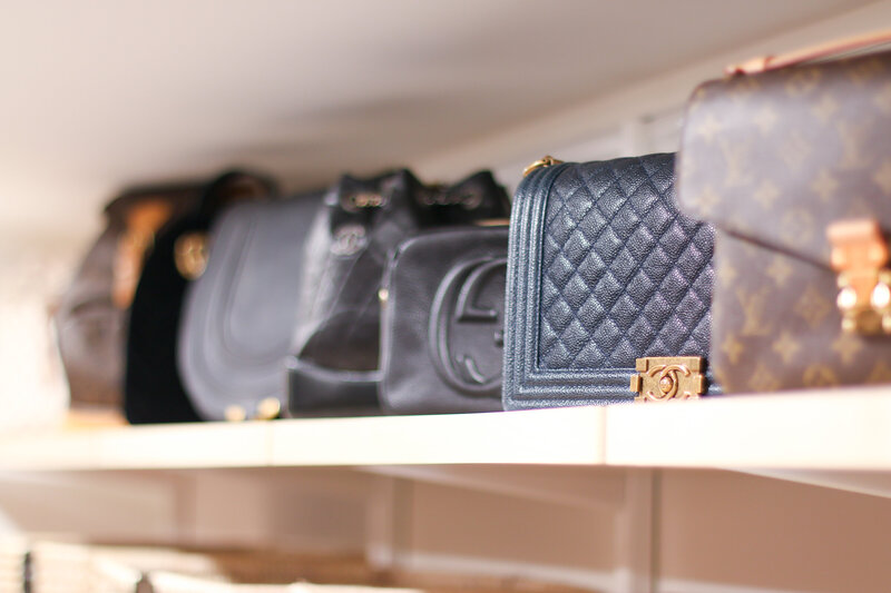 Organized Handbags on a Shelf- Clic