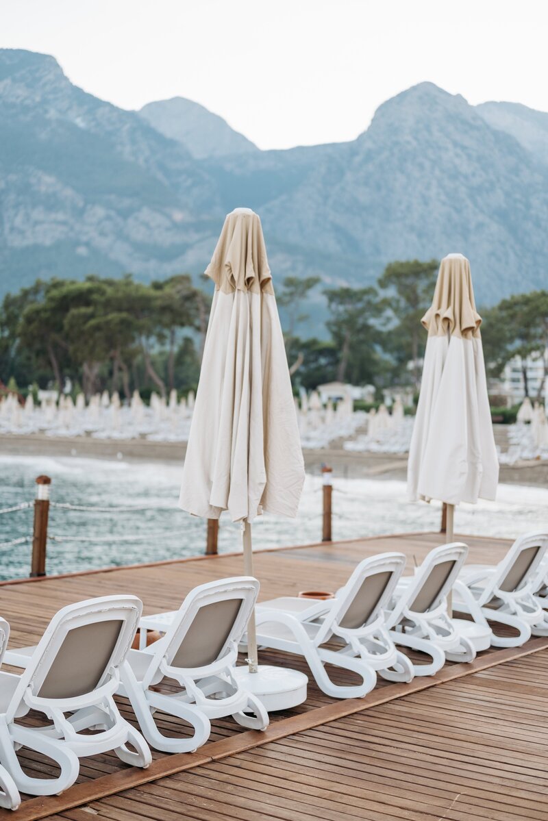 lxuury sun loungers by the sea