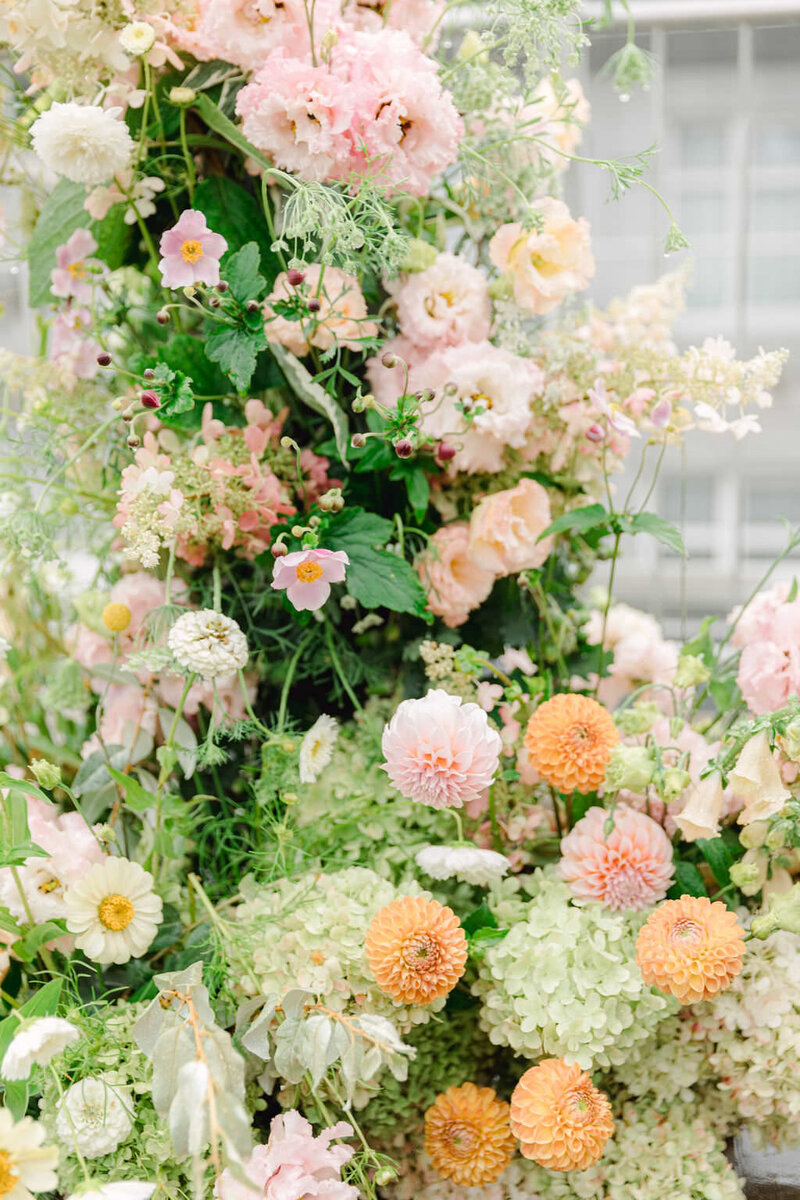 Luxury flower ceremony set up at Hotel Nelligan Old Montreal | Luxury Wedding decor