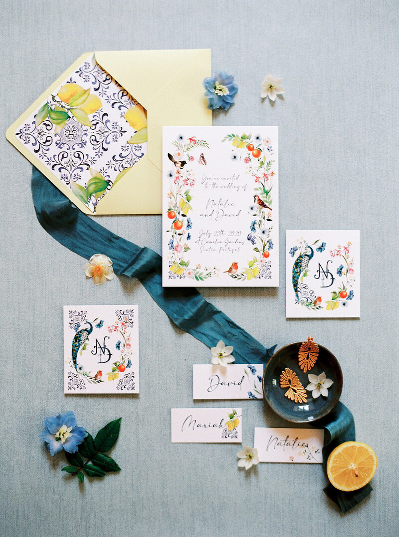Colorful Wedding Invites by Sofia Nascimento Studios in Lisbon Portugal