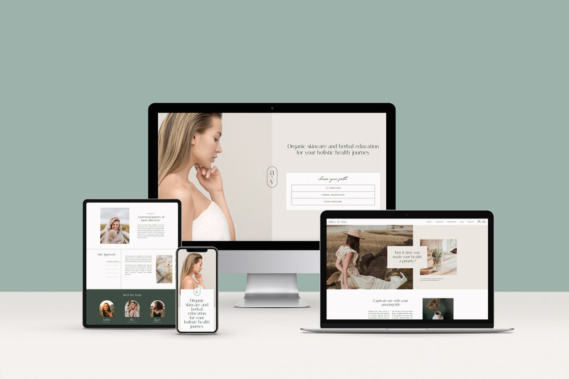 website design for organic skincare brand and wellness coach