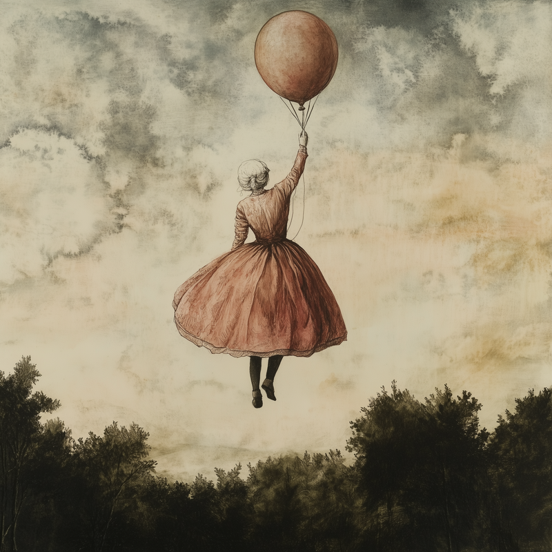 womanfloatingwithballoon