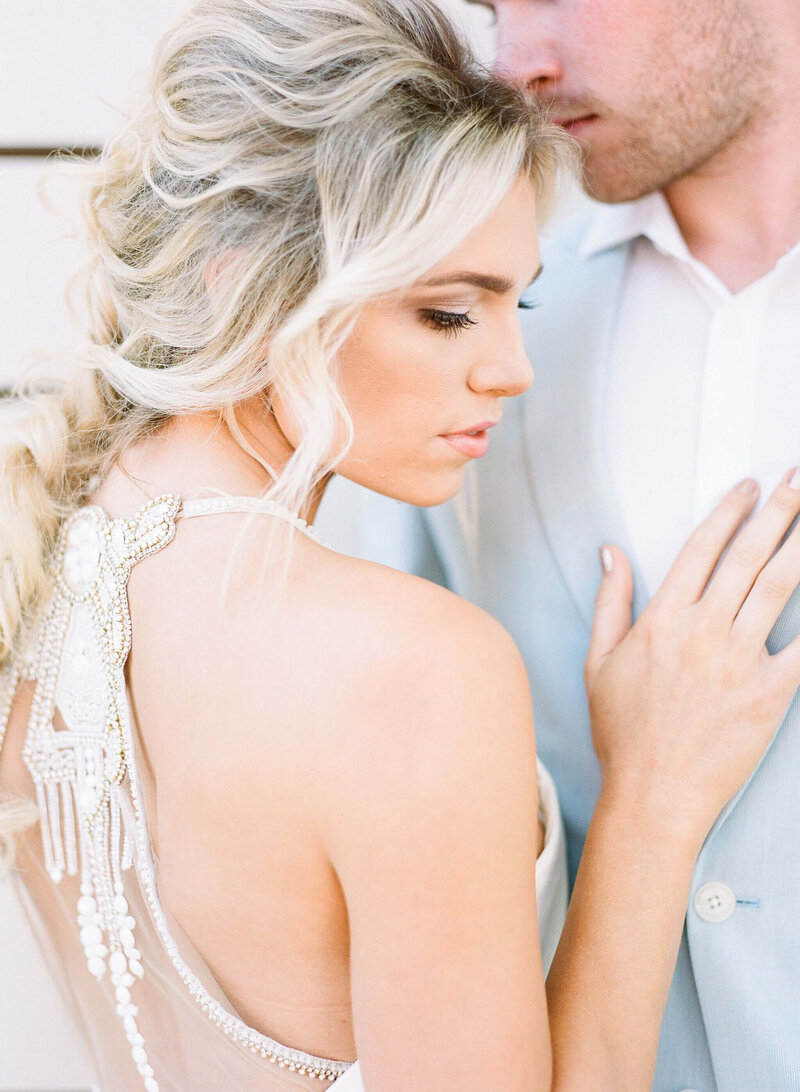 Bride and groom hugging at Long Island wedding
