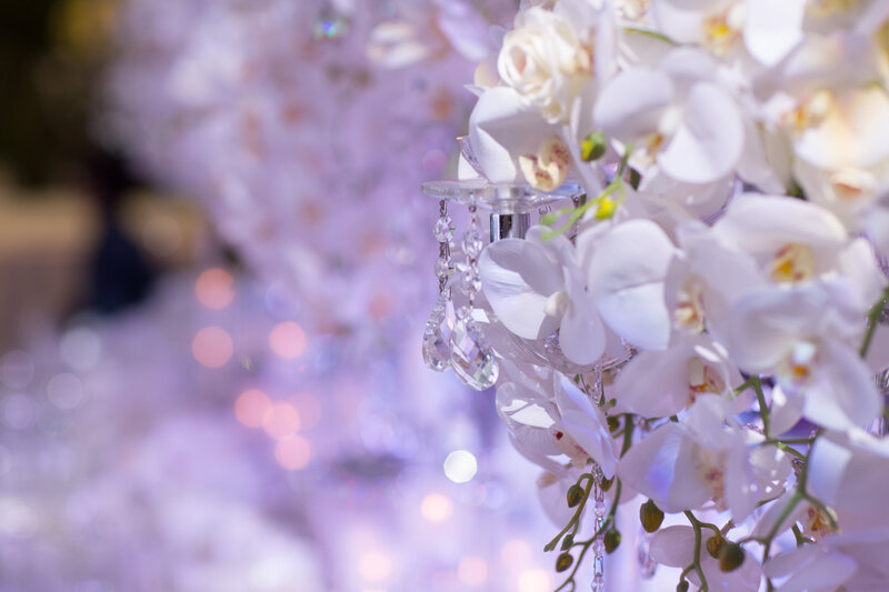 Upclose White Orchids + Bling Wedding