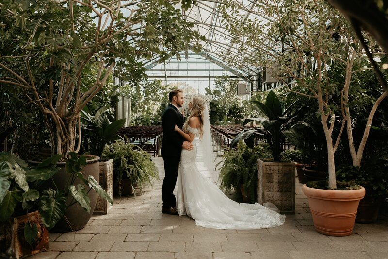 green house wedding portraits