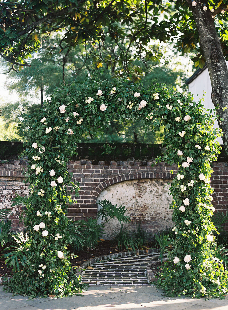Floral arch at Gadsden House Wedding Ceremony
