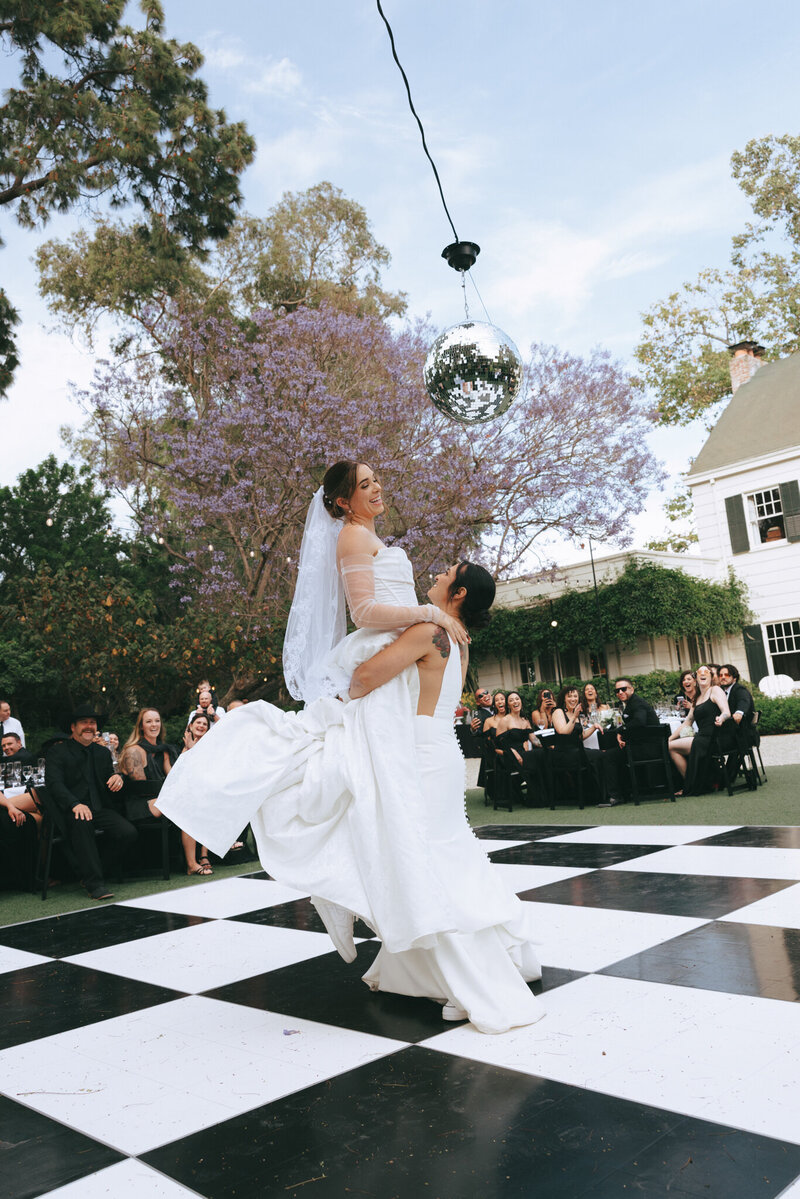 Documentary photograph of a couple's first dance at McCormick Home Ranch captured by California film wedding photographer.