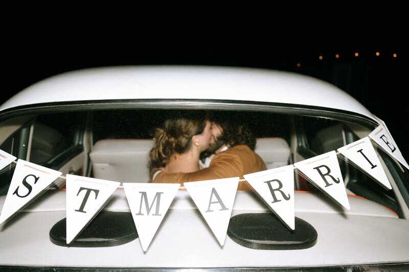 Wedding Flash Photography Getaway Car Just Married Classic Car Wedding Photography California Photographers Destination Weddings