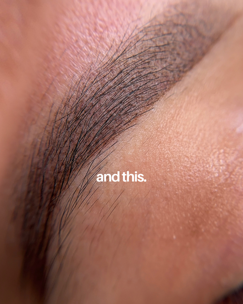 After photo of permanent makeup eyebrows that look natural and soft at Essentials by Nicole at West Springfield MA. This is an alternative to microblading