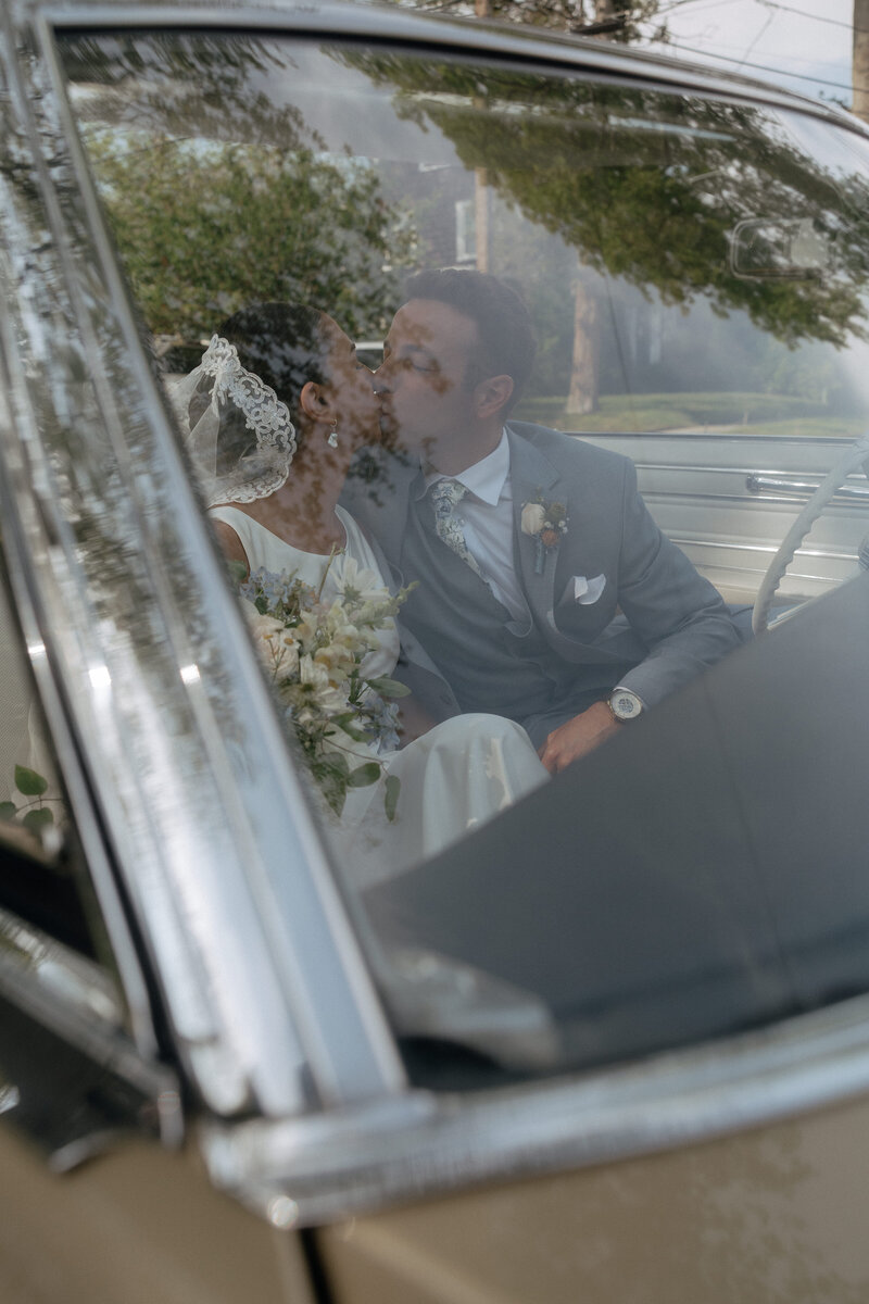 Editorial-style candid portrait of newlyweds during a destination celebration.