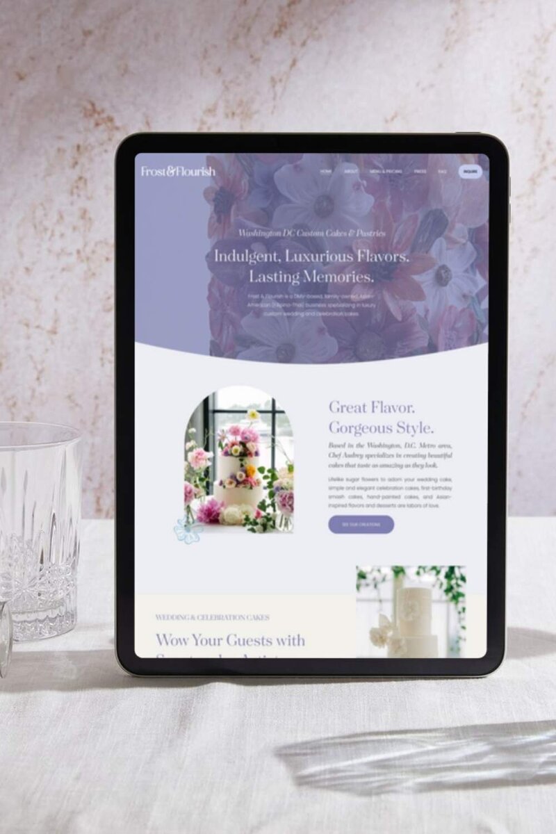 custom squarespace website design for Frost and Flourish, a Washington DC Cake Bakery and Patisserie