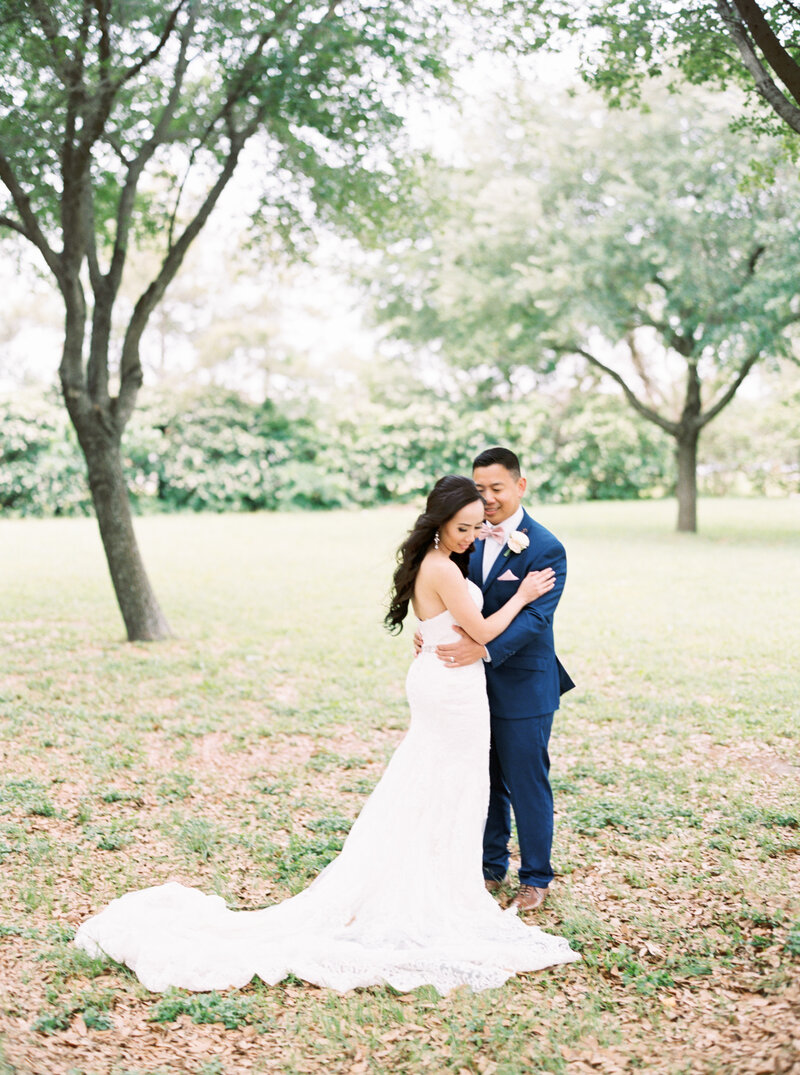 Bride and groom walk up memorial steps at their DC wedding