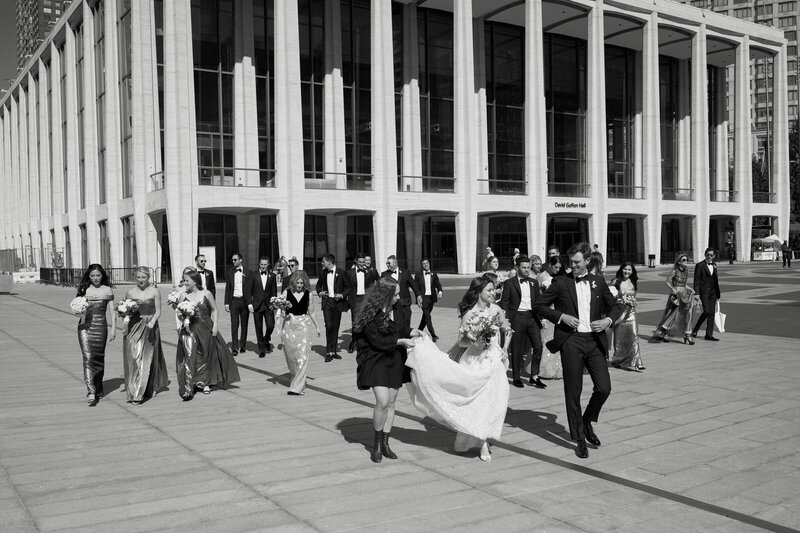 Bridal Party walking in NYC