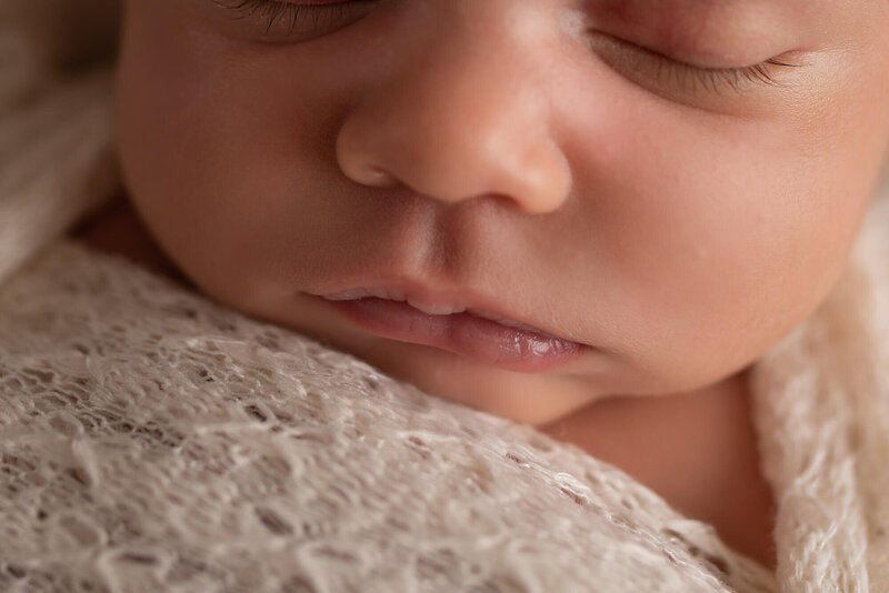 Appleton Wisconsin Newborn Photo baby details lips in studio session | Glory Be Photography by Tara Bos