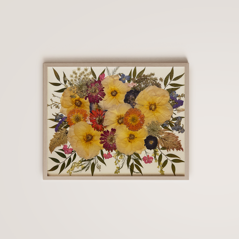 Yellow Pressed Floral Frame