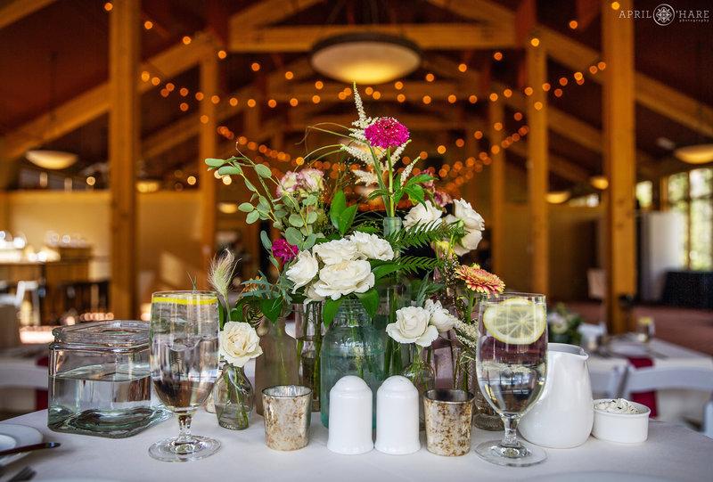 Floral decor for sweetheart table at A Basin