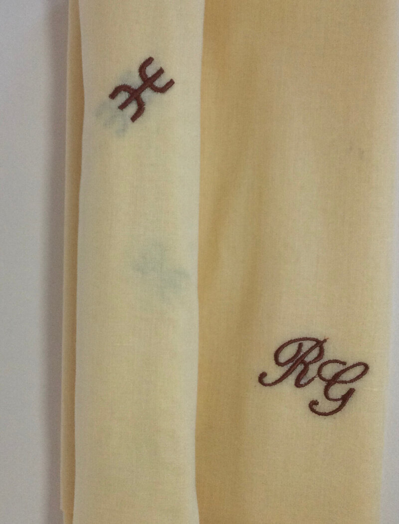 Chèche sigle Amazigh VANILLE-Broderie Marron