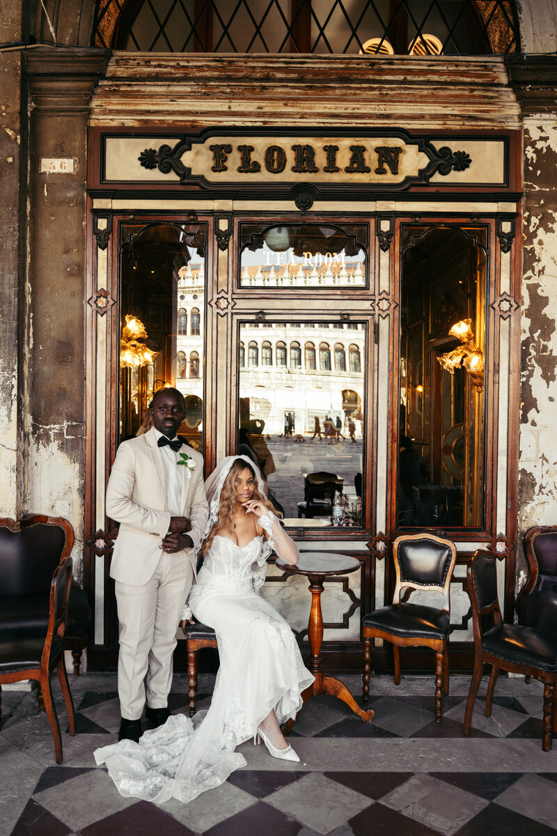 Bride and groom walk down the aisle smiling and happy in an enchanting setting in Piedmont Italy
