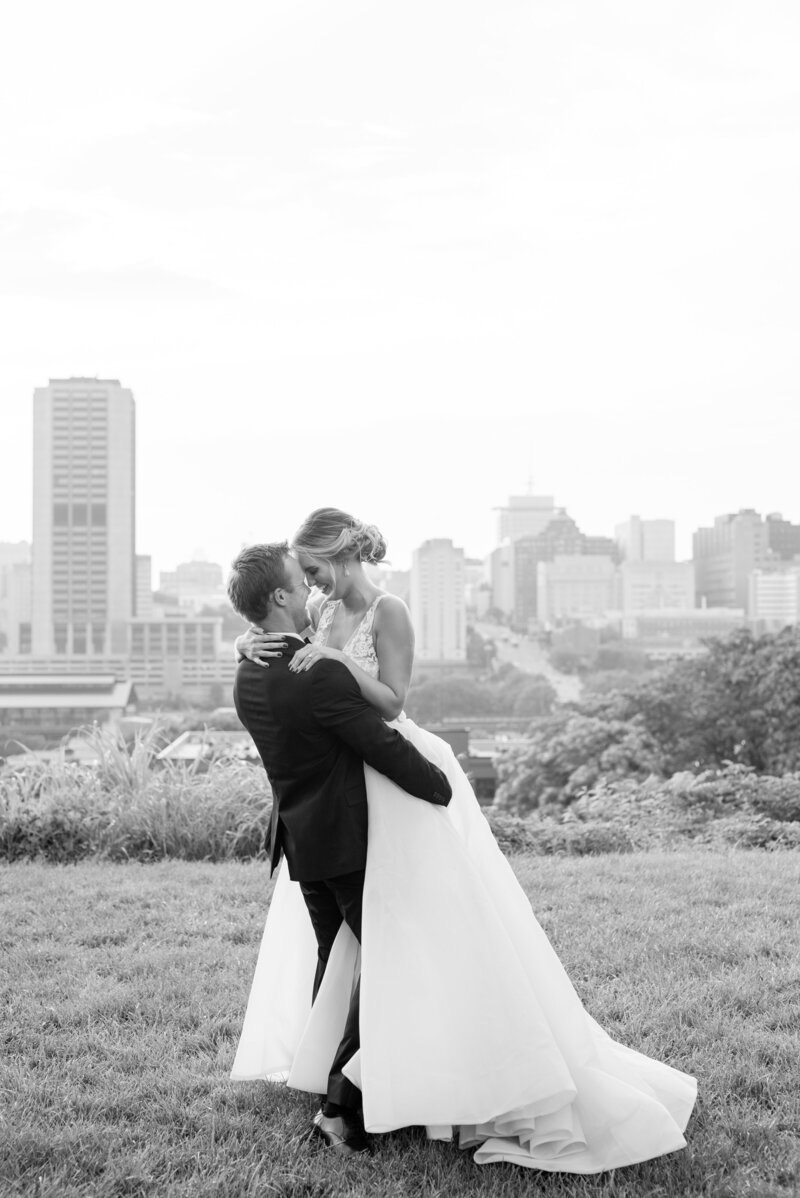Bride and groom are happy  at their romantic Richmond Virginia wedding day