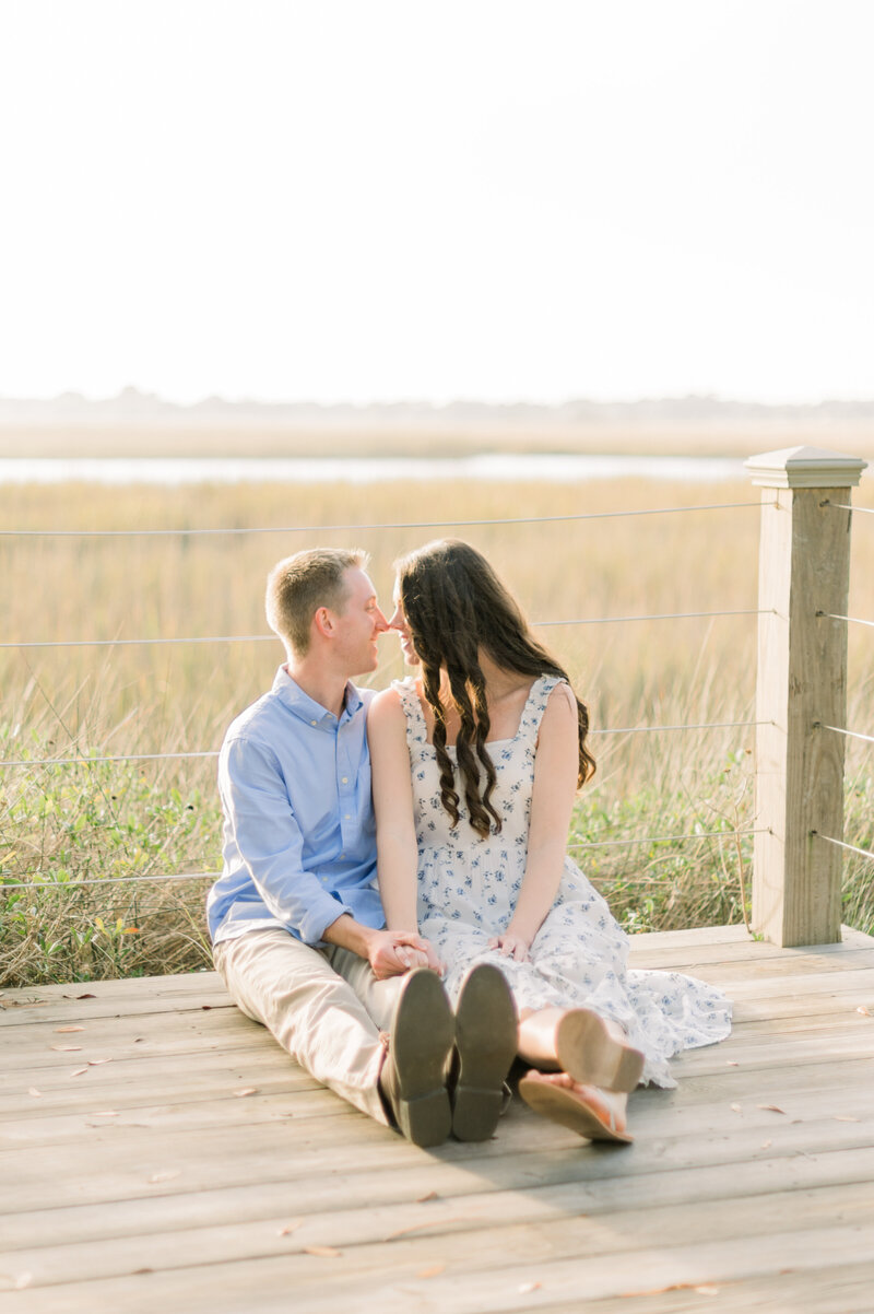 Aerial Drone photo of couple walking on charleston beach
