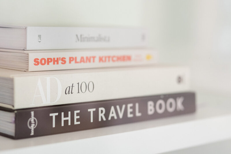 Stack of books on a shelf