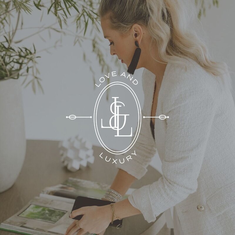 Monogram design overlay on a photo of Kelsey Sage working