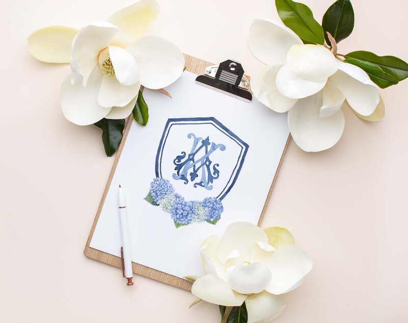 Personalized Monogram Initial Letter A Blue Watercolor Flower