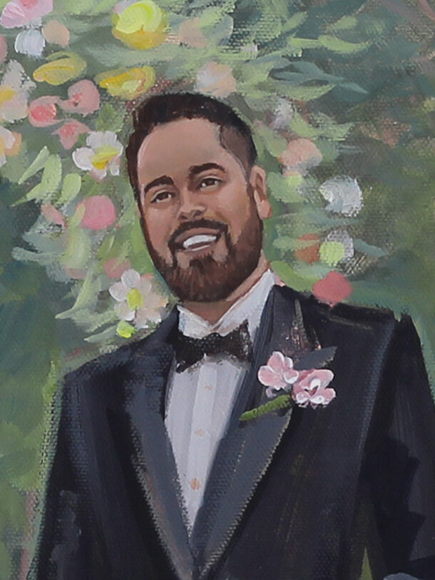 Live Wedding Portrait Painting by Ben Keys | Megan and Connor, The Clifton, Charlottesville, VA, detail3