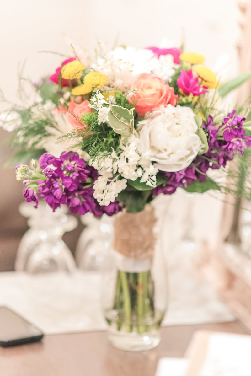 Multi-colored brides bouquet