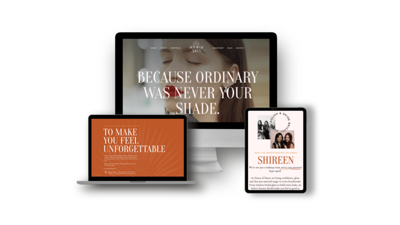 House of sheen website on desktop, laptop, and ipad screens 