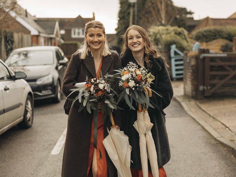 bridesmaids smiling at camera in Portsmouth